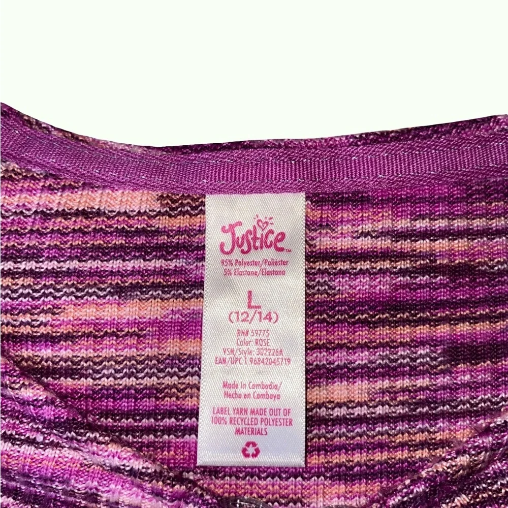 Justice Pink and Purple Long‎ Bell Sleeve Wrap Blouse